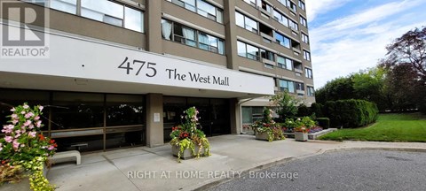 The front of a building with the number 475 and the name The West Mall.