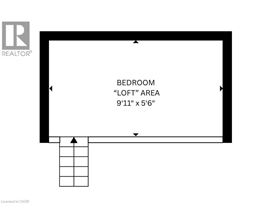 A diagram of a bedroom loft area that is 9'11" x 5'6".