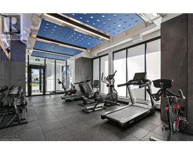 A gym with treadmills, exercise bikes, and other equipment.
