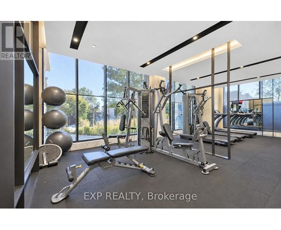 A gym with a variety of equipment including a leg press machine, a chest press machine, a lat pulldown machine, a squat rack, a bench press, a cable machine, a rowing machine, a tread