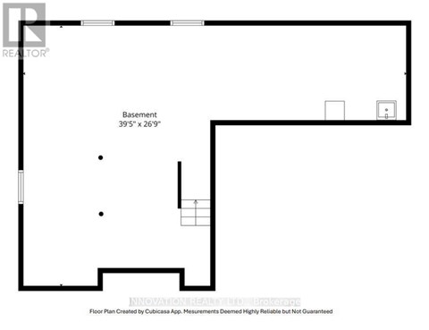 A floor plan for a basement with a measurement of 39 5" x 26 9".