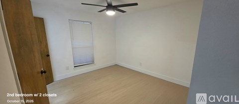 A second bedroom with two closets is available for rent.
