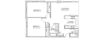 Two Bedroom (Income Limits Per Household: 1 person -  $39,660/ 2 person $45,360)