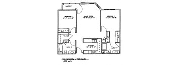 Two Bedroom w/Patio (Income Limits Per Household: 1 person -  $39,660/ 2 person $45,360)