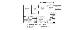 Two Bedroom Two Bath w/Den, Patio & Laundry