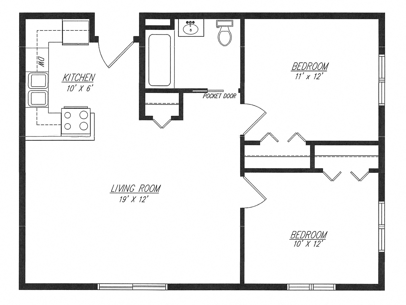Two Bedroom 690 Sq. feet