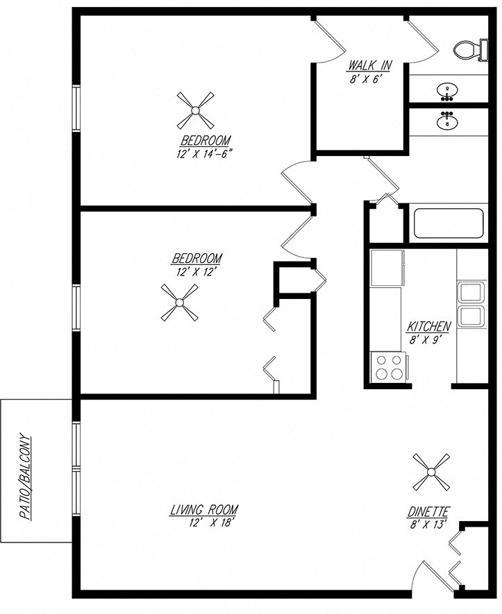 Two Bedroom Spacious Floor Plan