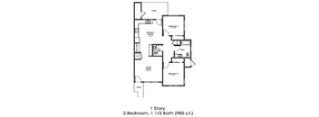 1 Story, 2 Bed, 1.5 Bath