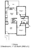 1 Story, 2 Bed, 1.5 Bath