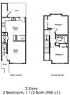 2 Story, 2 Bed, 1.5 Bath