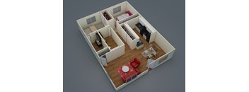 Fifteen 50 - 2 bedroom 1 1/2 Bath Floorplan