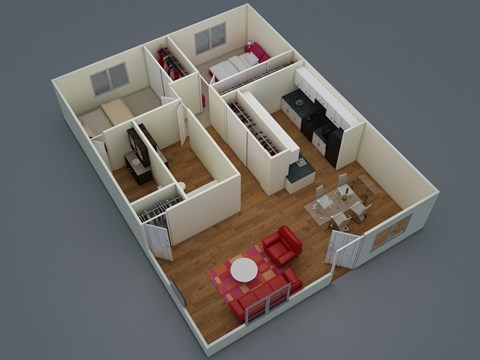 Fifteen 50 - 2 bedroom 1 1/2 Bath Floorplan