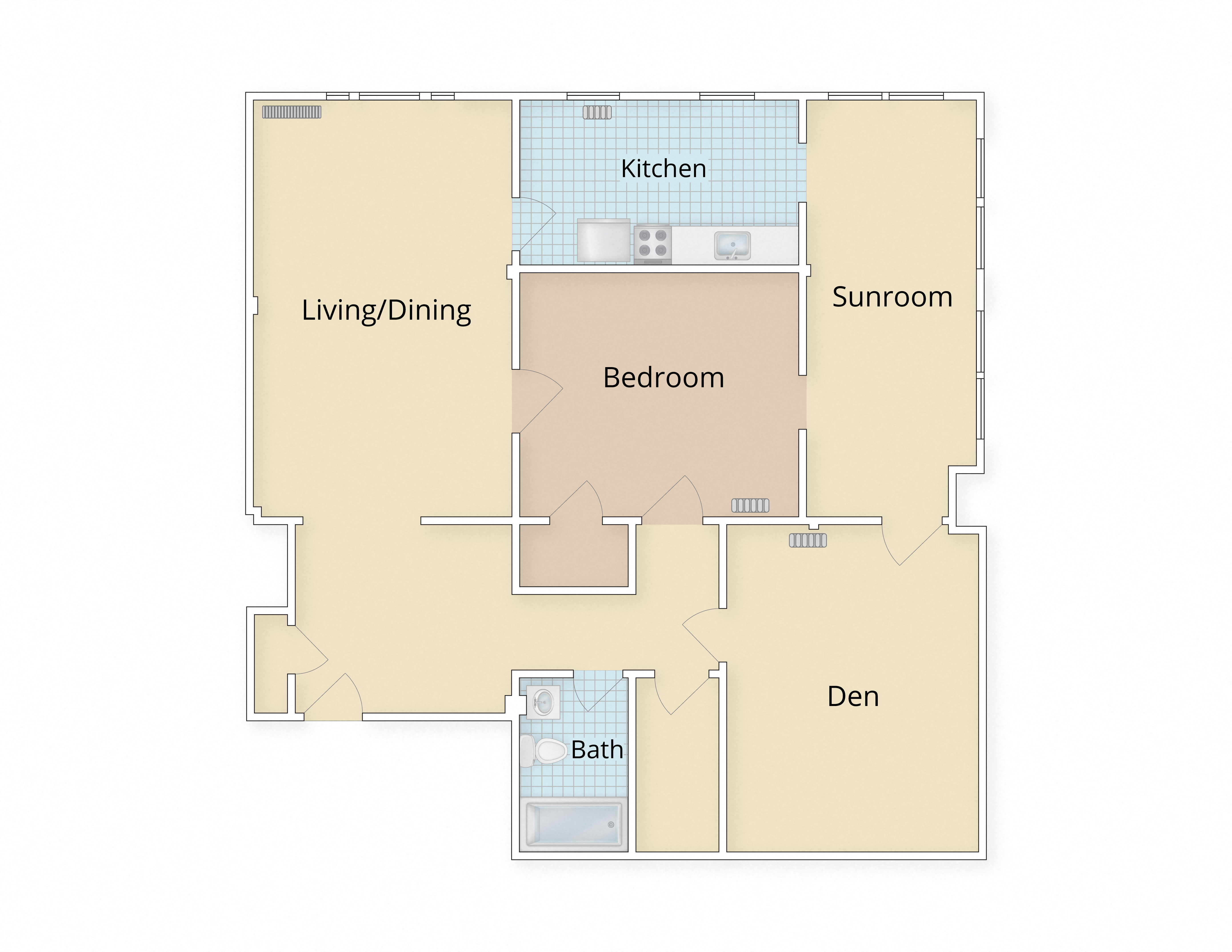 Kew Gardens apartments Georgetown Washington DC one bedroom den floor plan