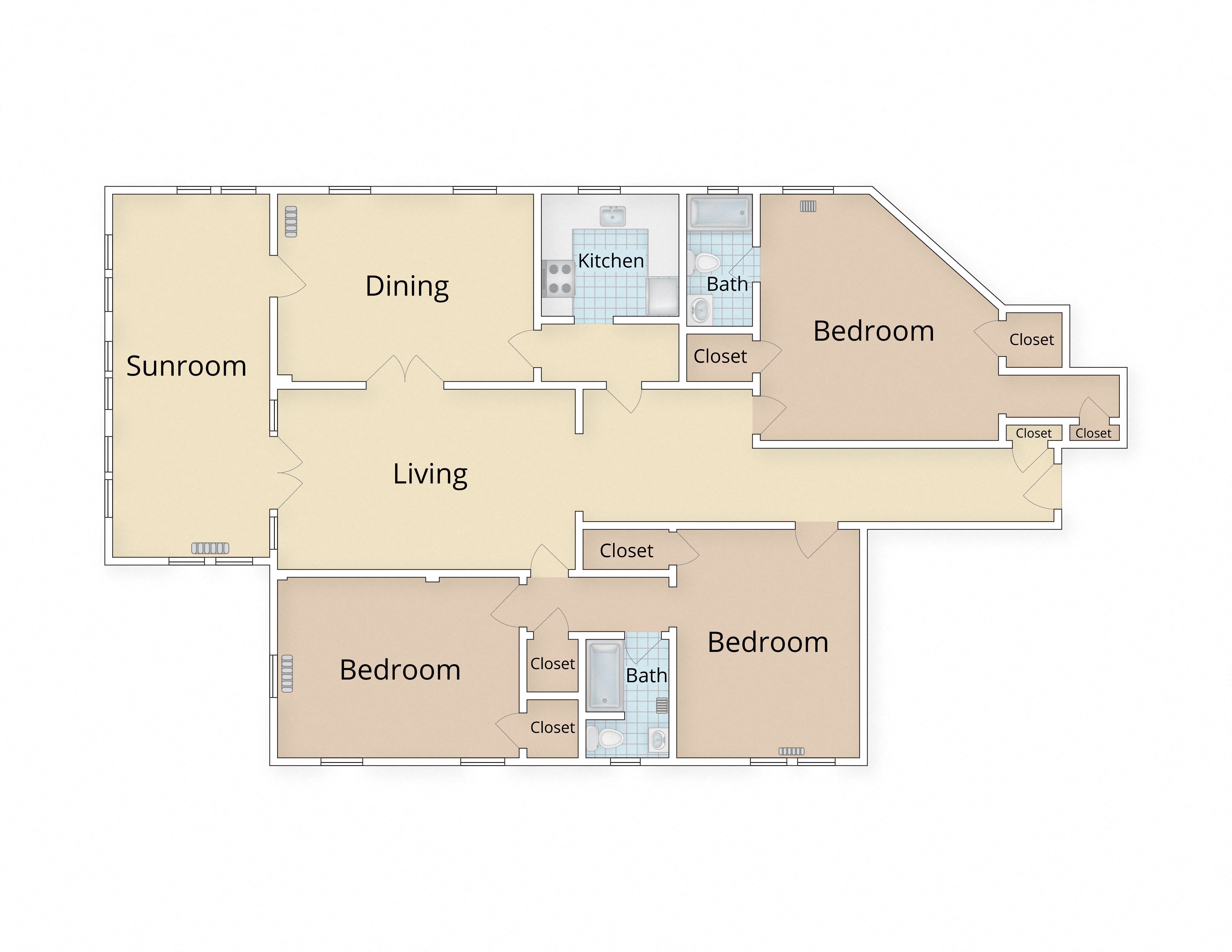 Kew Gardens apartments Georgetown Washington DC three bedroom floor plan