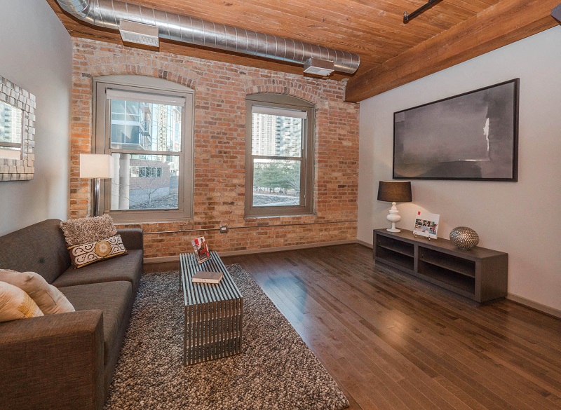 Chicago luxury apartment with a living room in a loft
