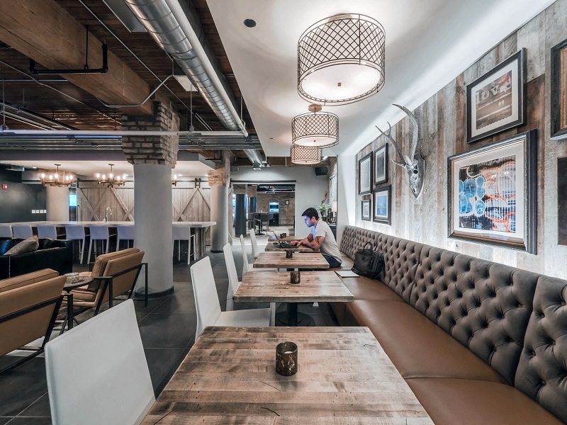 Chicago luxury apartment game room amenity with tv room