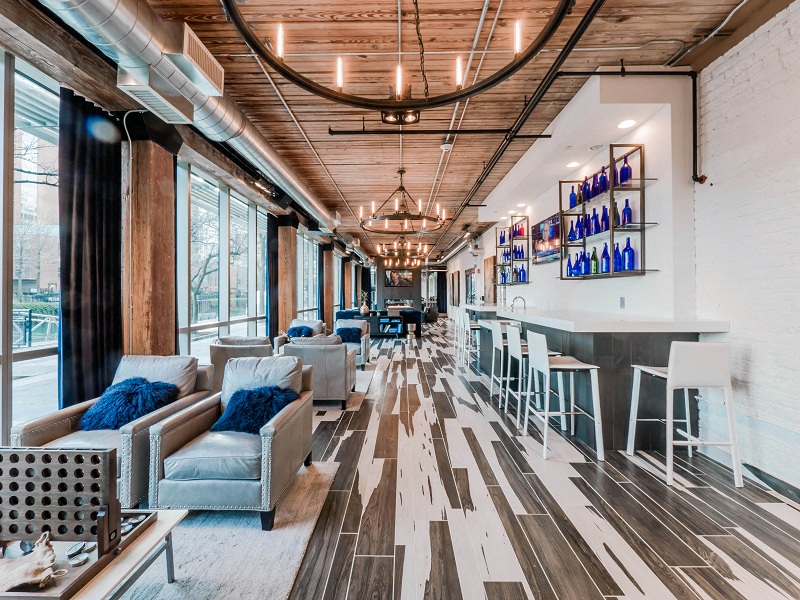 Chicago luxury apartment resident lounge waterfront amenity