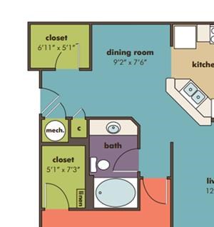 Carina Floorplan Carina Floorplan at Abberly Crossing Apartment Homes by HHHunt, Ladson, SC, 29456