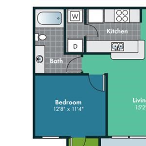 1 Bedroom 1 Bath Floorplan for Biltmore 1 Bedroom 1 Bath Floorplan for Biltmore at Abberly Grove Apartment Homes by HHHunt, Raleigh North Carolina