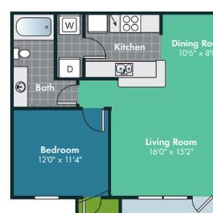 2 Bedroom 2 Bath Floorplan for Crabtree 2 Bedroom 2 Bath Floorplan for Crabtree at Abberly Grove Apartment Homes by HHHunt, Raleigh, NC