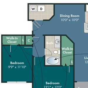 The Federal Floorplan The Federal Floorplan at Abberly Pointe Apartment Homes by HHHunt, Beaufort, SC
