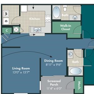 The Spain Floorplan The Spain Floorplan at Abberly Pointe Apartment Homes by HHHunt, Beaufort, SC