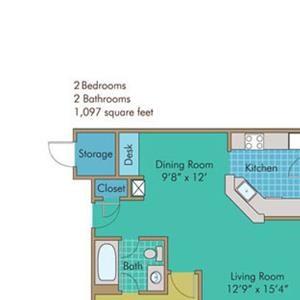 Luray Floorplan Luray 1097 Square-Foot Floorplan at Abberly Twin Hickory Apartment Homes by HHHunt, Glen Allen