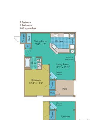 Orchard Floorplan Orchard 763 Square-Foot Floorplan at Abberly Twin Hickory Apartment Homes by HHHunt, Glen Allen, 23059