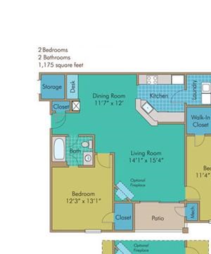 Skyline Floorplan Skyline Floorplan - Starting from 1175 Square-Foot - at Abberly Twin Hickory Apartment Homes by HHHunt, Virginia, 23059