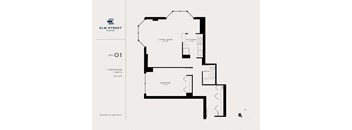 One Bedroom Floor Plan at Elm Street Plaza, Chicago, 60610