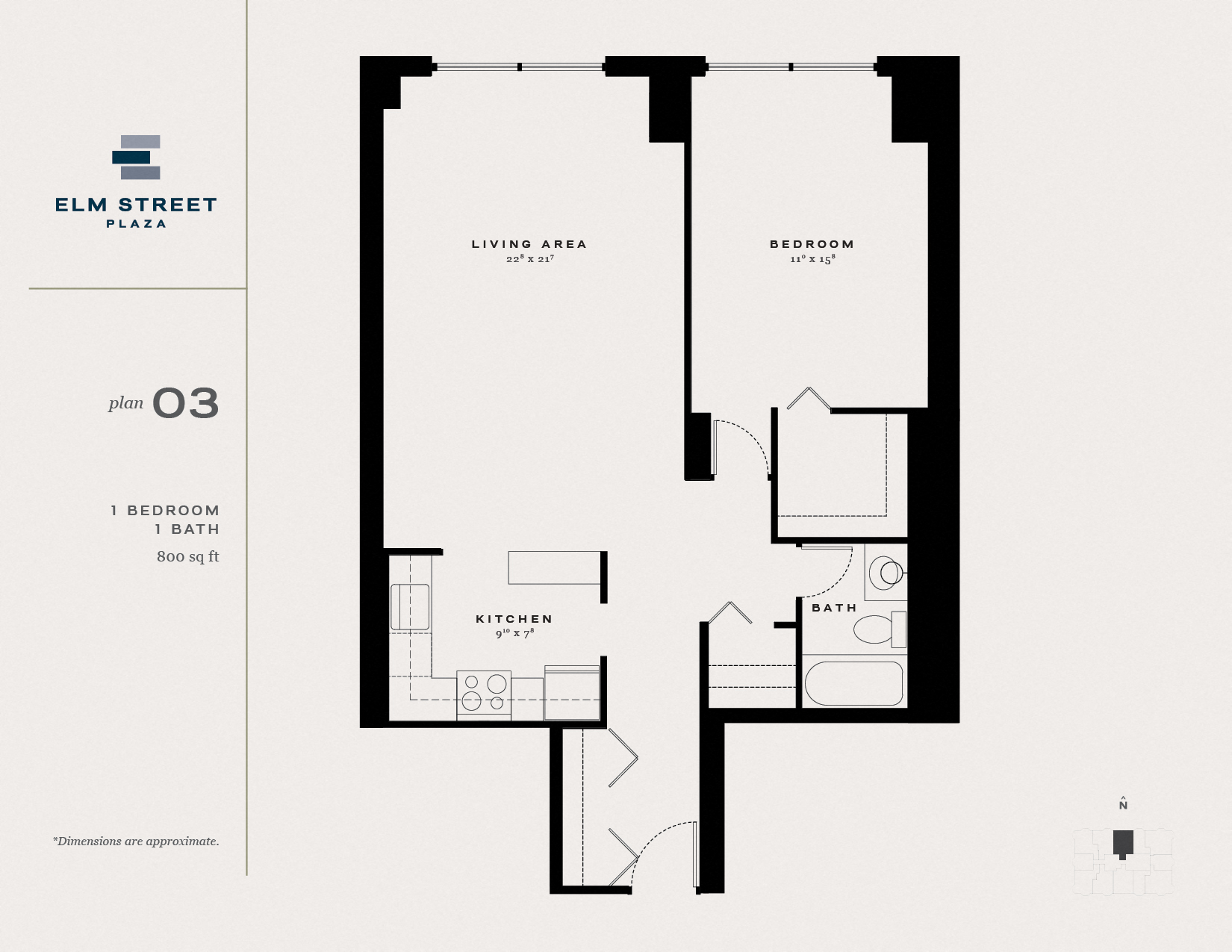 Studio, 1 & 2 Bedroom Gold Coast Apartments for Rent Elm