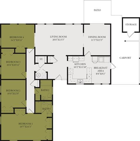 Four Bedroom-Two Bath