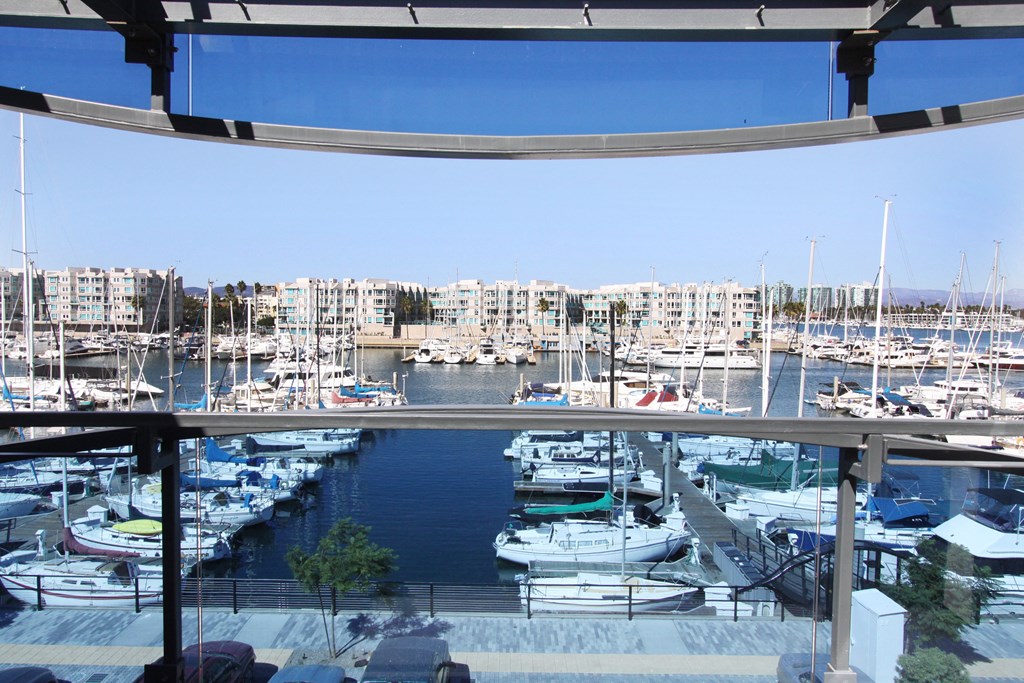 a view of the marina from a balcony at the marquis hotel