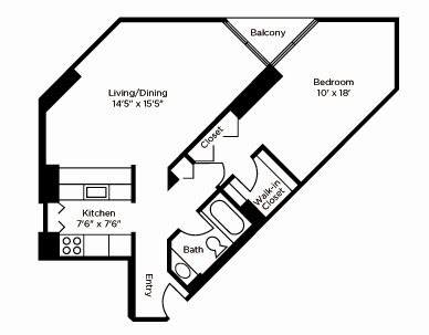 One Bedroom Floor Plan 2