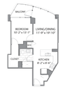 Floor plan 1 bedroom apartments in Chicago. Luxury floor plan at Hubbard Place, Illinois
