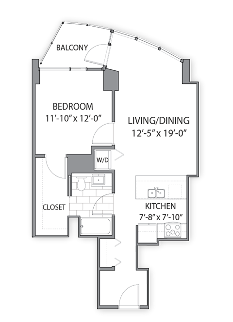 One Bedroom_hub 08 Floor plan at Hubbard Place, Chicago, Illinois