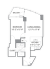 Floor plan 1 bedroom apartments in Chicago. Luxury apartment floor plan at Hubbard Place, Illinois, 60654