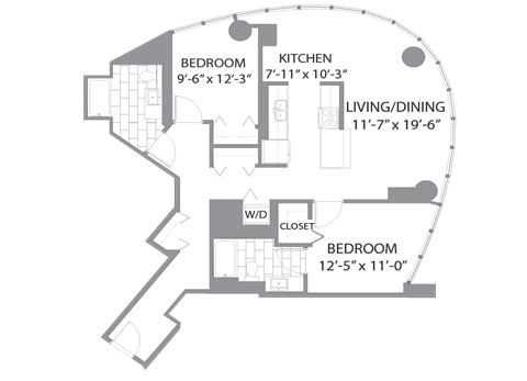 Two Bedroom_hub 01a Floor plan at Hubbard Place, Chicago, IL