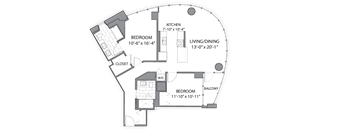 Two Bedroom_hub 12 Floor plan at Hubbard Place, Chicago, 60654