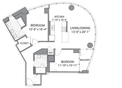 Two Bedroom_hub 12 Floor plan at Hubbard Place, Chicago, 60654