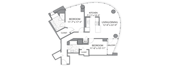 Two Bedroom_hub 01 Floor plan at Hubbard Place, Chicago, Illinois