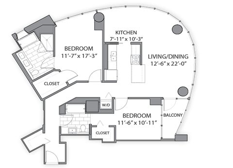 Two Bedroom_hub 01 Floor plan at Hubbard Place, Chicago, Illinois