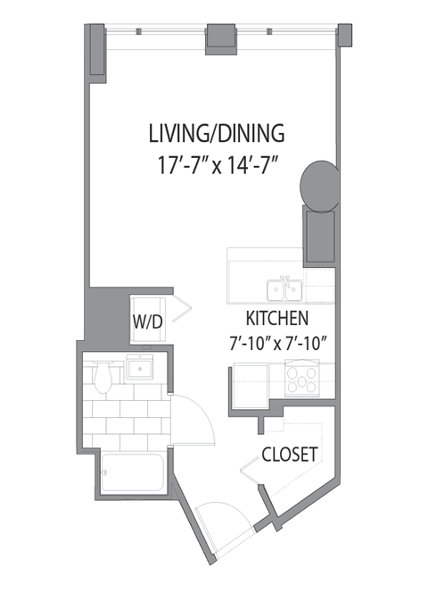 Studio_hub 02a Floor plan at Hubbard Place, Chicago