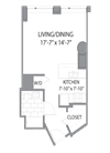 Floor plan Luxury apartment floor plan at Hubbard Place, Chicago, IL