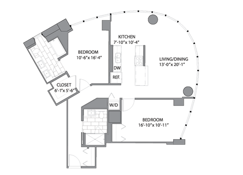 Two Bedroom_hub 12a Floor plan at Hubbard Place, Illinois