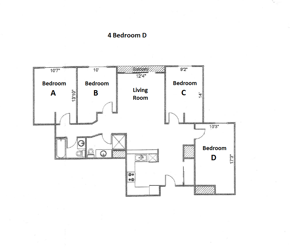 Bedroom A,B,C,D (Individual)
