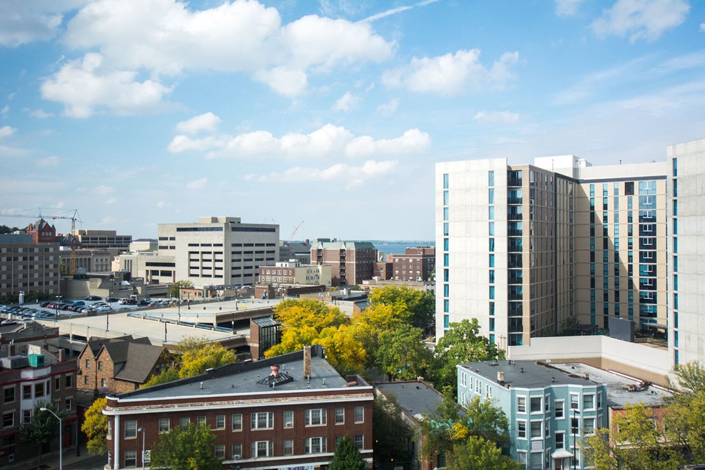 a view of the city of providence from the roof of a building