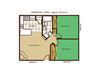 2 Bed 1 Bath Floorplan 2 Bed 1 Bath Floorplan at Mountain View Villa Apartments