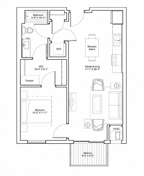 1 Bedroom Apartment Floor Plan Vintage on Selby Apartments
