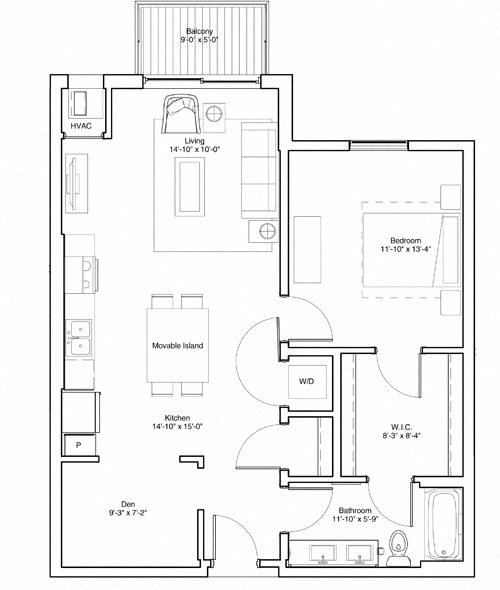1 Bedroom Apartment Floor Plan Vintage on Selby Apartments